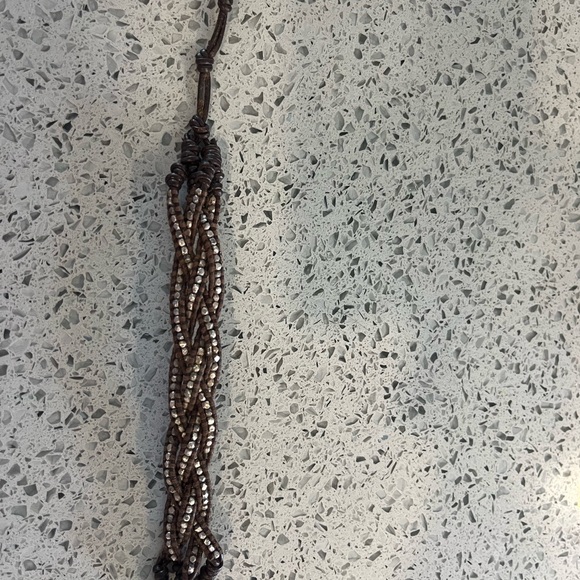 Chan lu Brown leather Silver beads Braided Bracelet - Picture 3 of 7